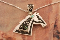 Calvin Begay New Design! Night Sky Sterling Silver Horse Pendant